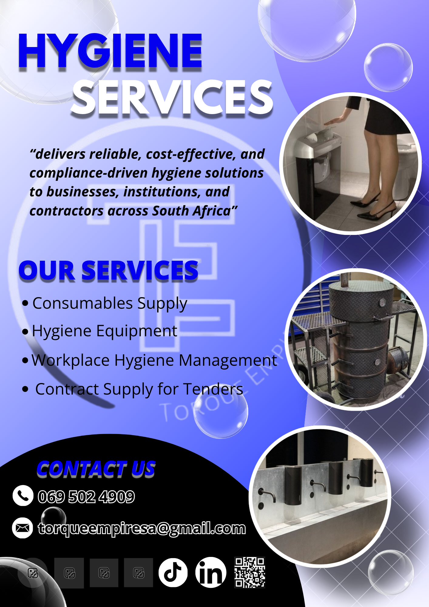 Hygiene operations, sanitary bins, manifests, and controlled service records